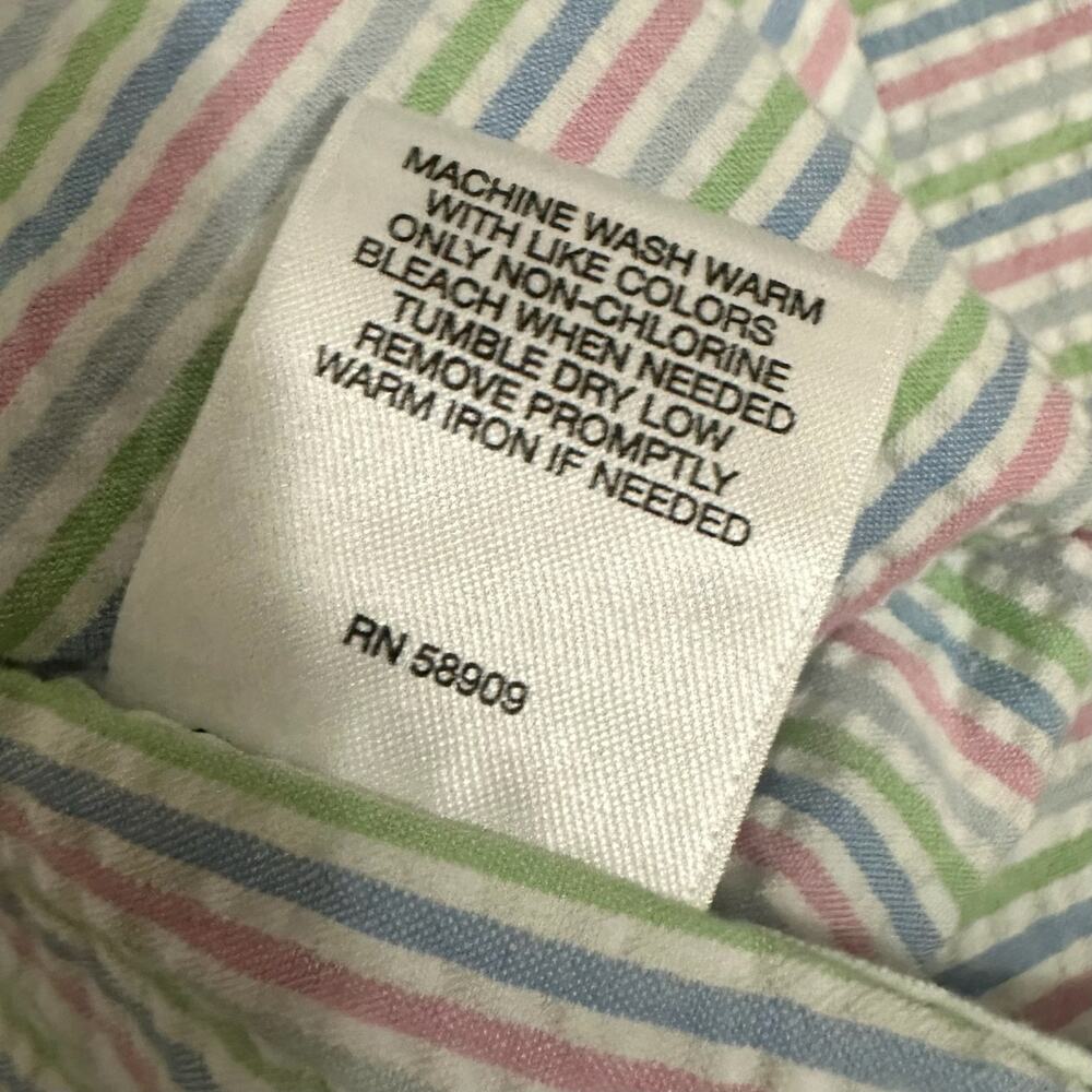 CREMIEUX Seersucker Camp Shirt Striped Classics Cotton Short Sleeve NWT - Picture 8 of 9